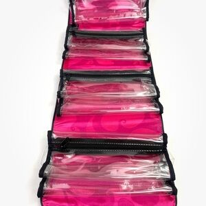 Vintage Mary Kay Travel Roll-Up
Bag Hanging Hot Pink Clear pouches